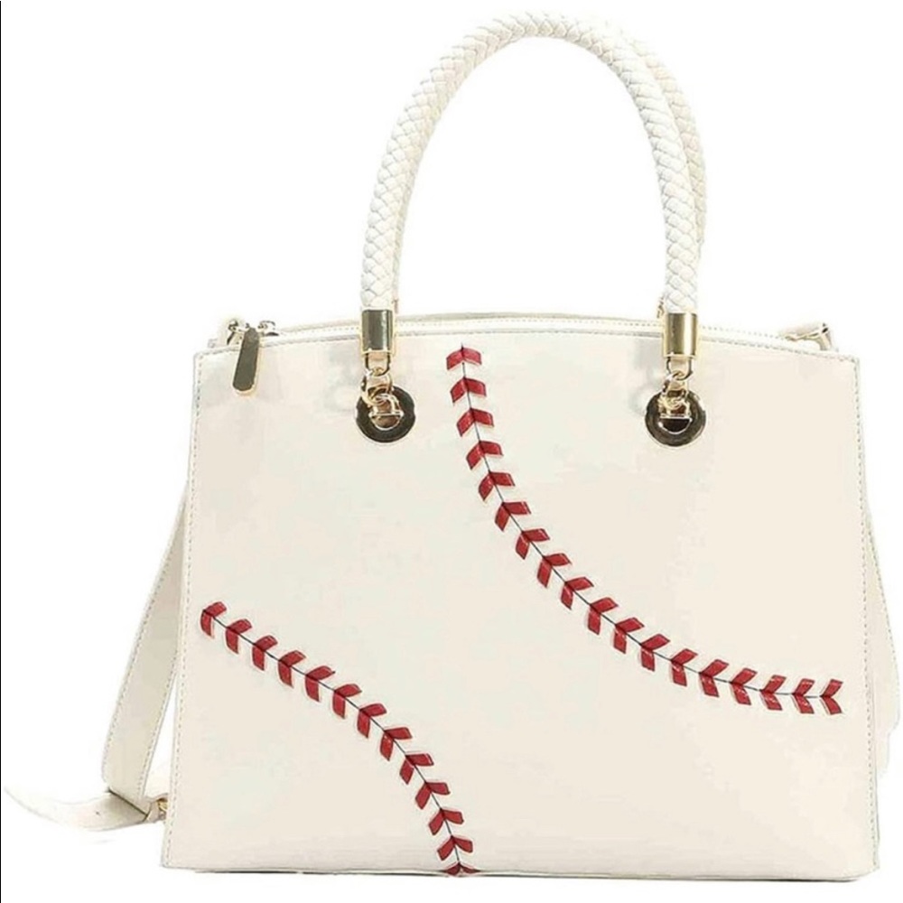 Charming Charlie Women's Baseball Stitch Purse, Zippered Compartments..